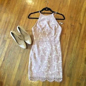 ASTR Pink Lace Open Back Dress